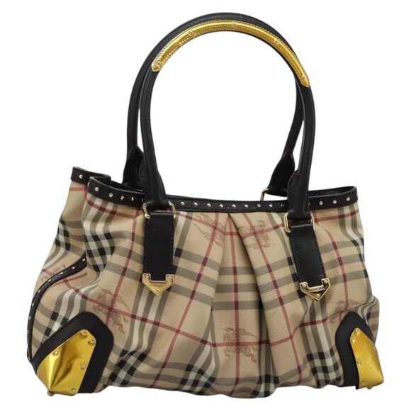 BURBERRY Nova Check Shoulder Bag PVC Beige Auth BD1024 - Picture 1 of 16